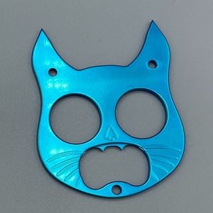 Teal Blue Cat Keychain EDC Gear Safety Cat Bottle Opener Keychain
